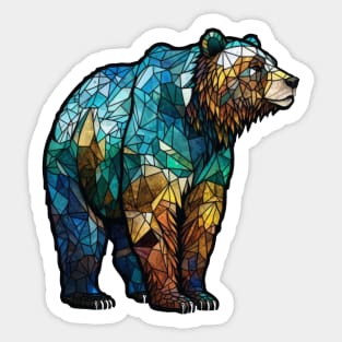 Grizzly Bear Animal Portrait Stained Glass Wildlife Outdoors Adventure Sticker